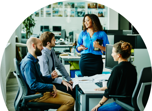 Co-workers in meeting