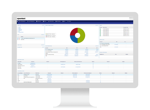 OpenText Financial Hub Plattform auf einem Computer