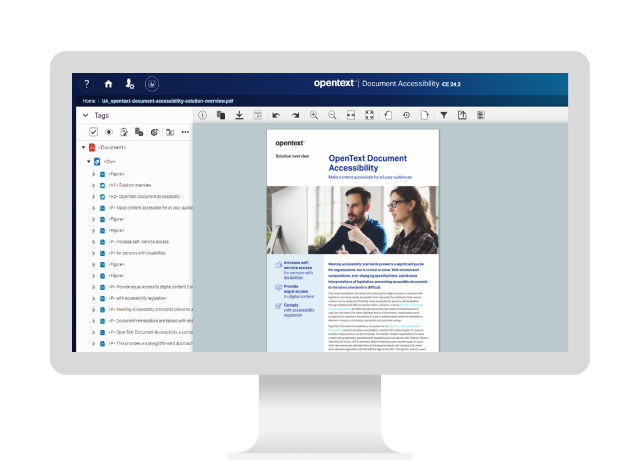 Ein Desktop-Computer mit OpenText Document Accessibility