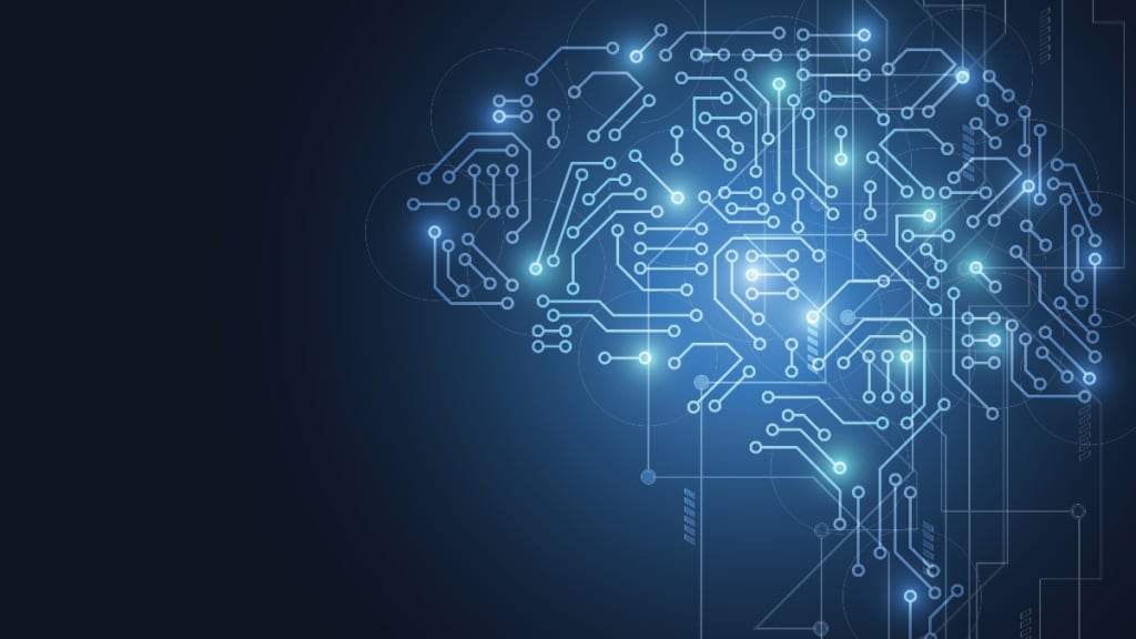 A human brain made to look like a circuit board
