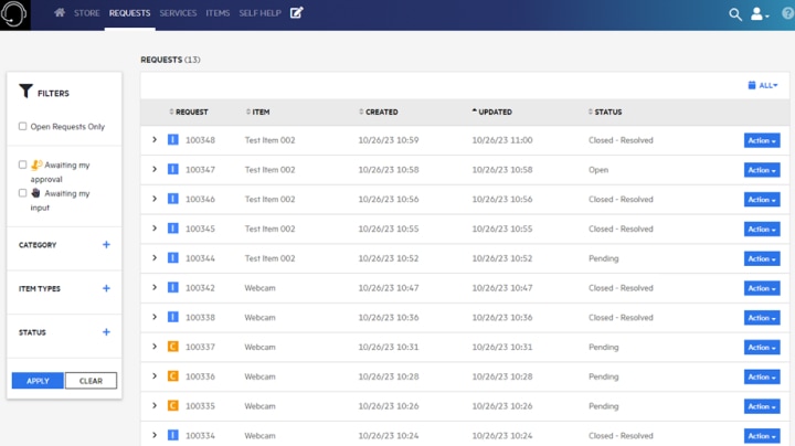 Bildschirmfoto des ZENwork Service Desk