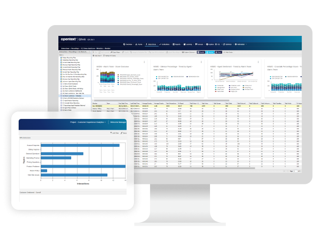 OpenText Contact Center Analytics wird auf einem Computer angezeigt
