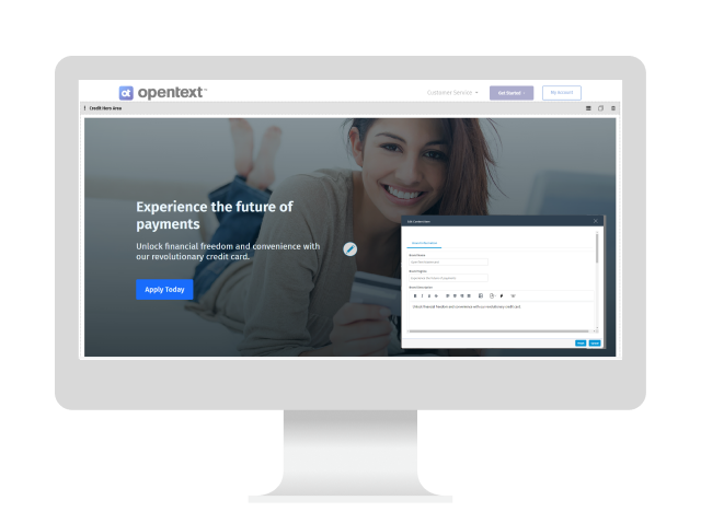 OpenText Web CMS angezeigt auf einem Computer