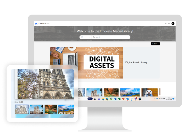OpenText Core Digital Asset Management (DAM) Anwendung, die auf einem Desktop läuft