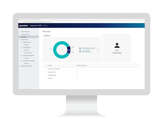 OpenText-Kundendatenanwendung, die auf einem Computer läuft