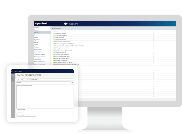 OpenText Fax-Software auf einem Computer
