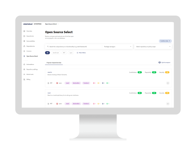 Abbildung des OpenText Core Open Source Select Plattform-Dashboards