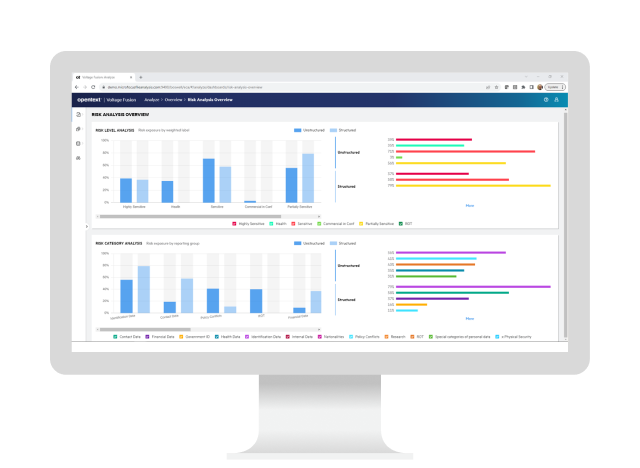 Ein Desktop-Computer mit OpenText Core Data Discovery & Risk Insights 
