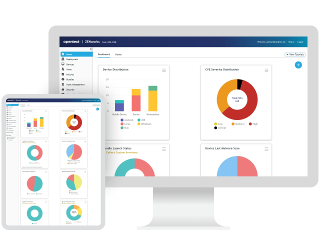 Bildschirm mit der OpenText ZENworks Suite Software