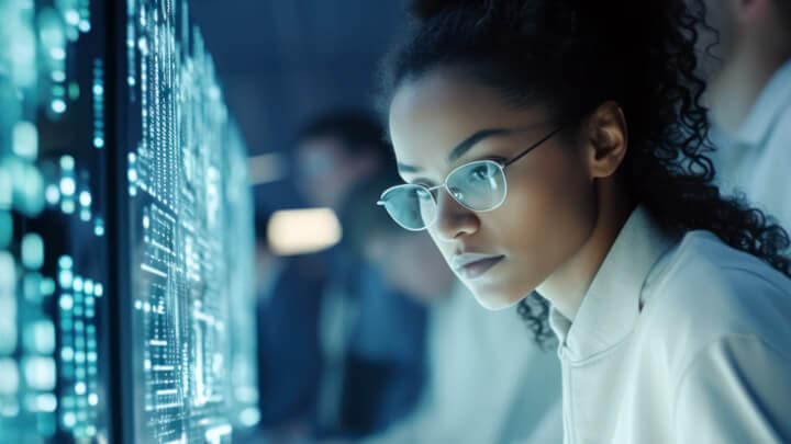 Eine Person in einem High-Tech-Umfeld