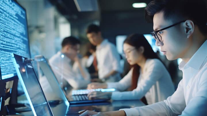 Mehrere Personen arbeiten an Computern