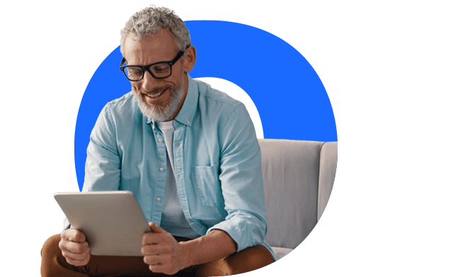 A person looking at a tablet 