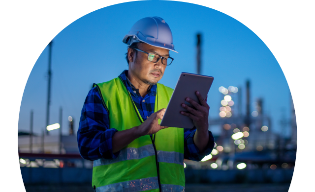 A person working on a tablet