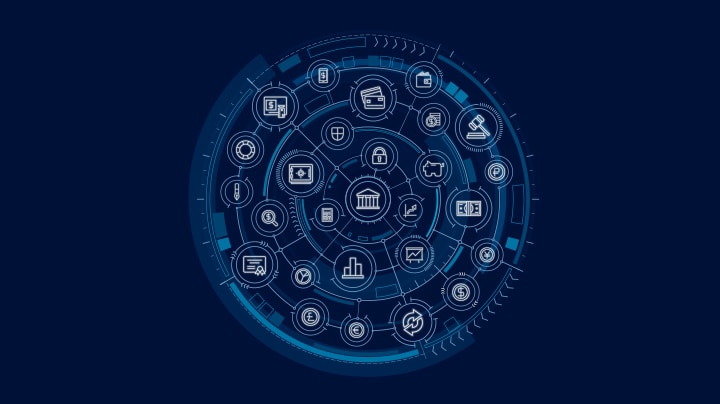 blue image of business related icons