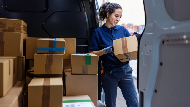 A person delivering a parcel