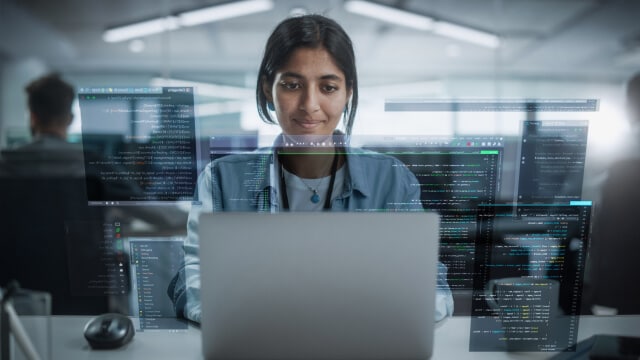 A women working on a laptop 