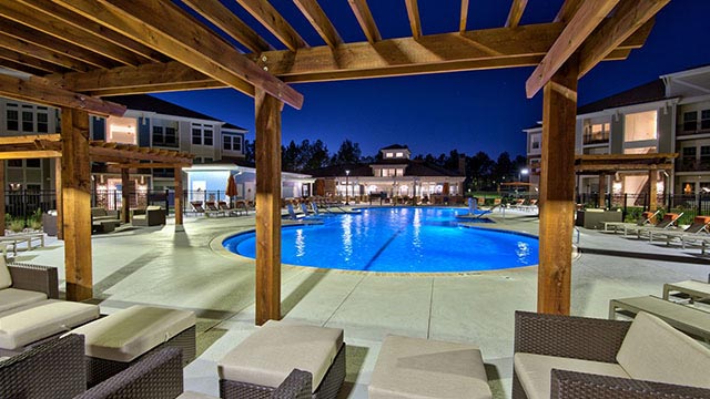 The view of the outdoor swimming pool