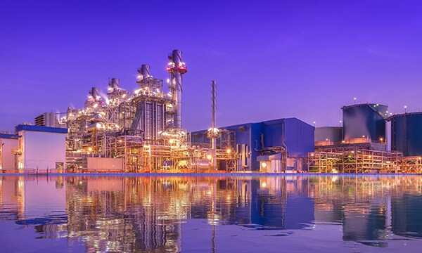 Industrial site at dusk