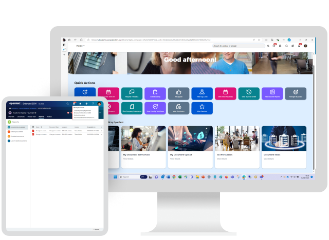 OpenText Content Management for Human Resources Plattform auf Computer und Tablet