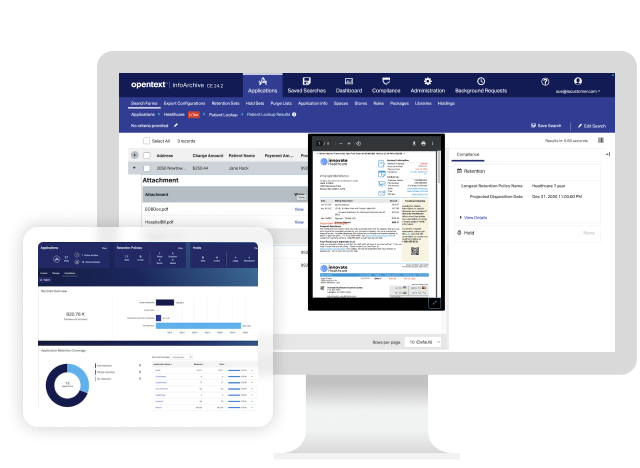 OpenText Information Archive Plattform auf einem Computer