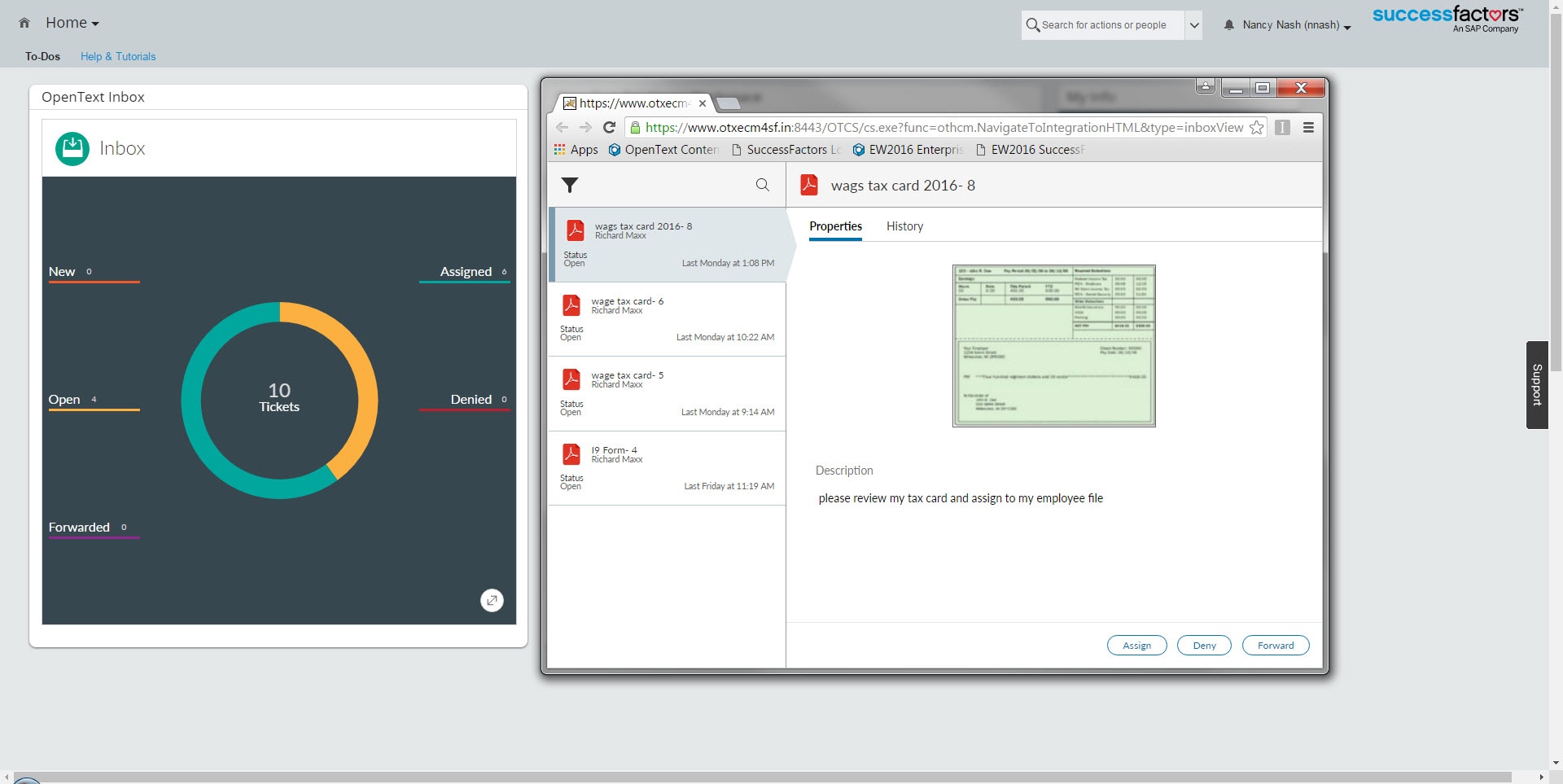 SuccessFactors HR Processing page